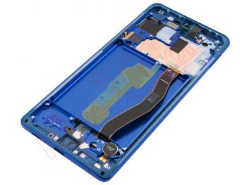 Pantalla service pack completa Super AMOLED Plus con marco azul prisma "Prism blue" para Samsung Galaxy S10 Lite, SM-G770
